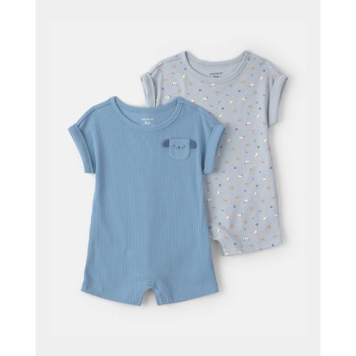 Baby Boy 2-Pack Dog Short-Sleeve Rompers - Blue | Carter's