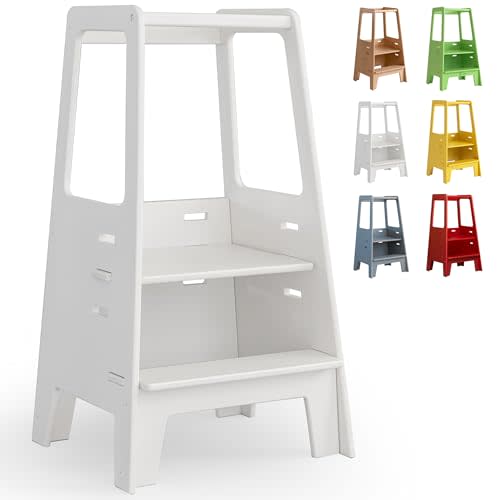 AVDAR Toddler Standing Tower Wooden Toddler Stool for Kitchen Adjustable, Winner 2023 of Contemporary Good Design, Montessori Kitchen Tools