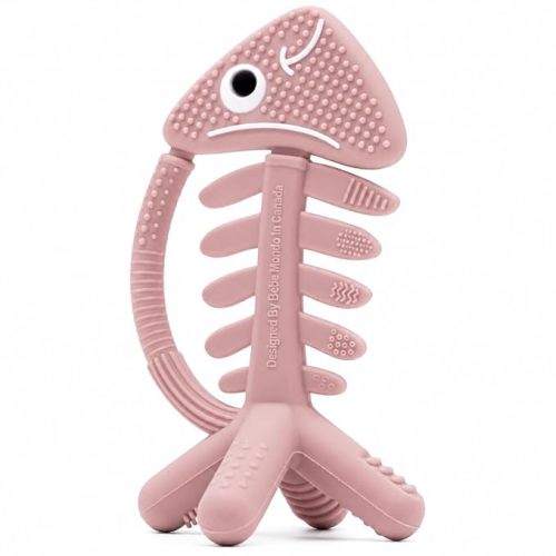 3 in 1 Infant Toys, Baby Teething Toys 3–6 6–12 Months, Teethers for Babies 0–3–6–12 Months for Teething Relief, Baby Gift, Baby Teether Toys, Silicone Sensory Toys,USA Patent Pending, Fish-Rose Pink