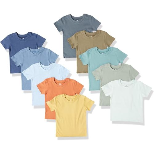 HonestBaby Baby Toddler & Kids' 100% Organic Cotton Short Sleeve T-Shirts (10-Pack)
