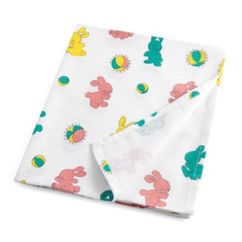 PILL THING Baby Hospital Receiving Swaddle Blankets for Newborn Babies - Original Bunny Design Breathable Cotton - Durable Hospital Quality - Generous Size (Bunnyland, 1 Pack)