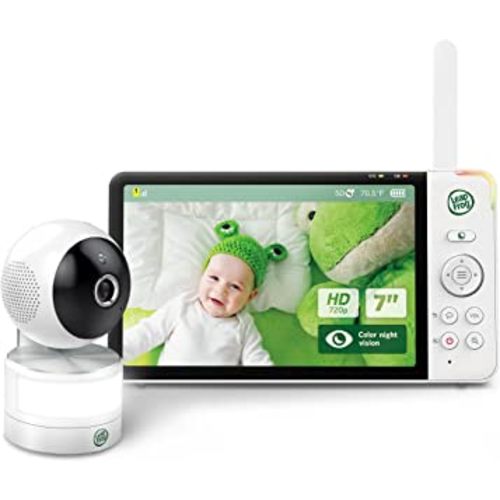 LeapFrog LF920HD Baby Monitor with Camera and Audio, 7" HD LCD Display, Color Day&Night Vision, 360 Pan-tilt, 8XZoom, Night Light, Temp & Humidity Sensor, Up to 1000ft, Secure Transmission No WiFi