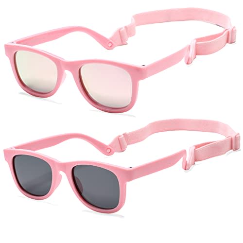 COASION Bendable Flexible Polarized Newborn Baby Sunglasses with Strap for Infant Boys Girls Age 0-24 Months CA8042