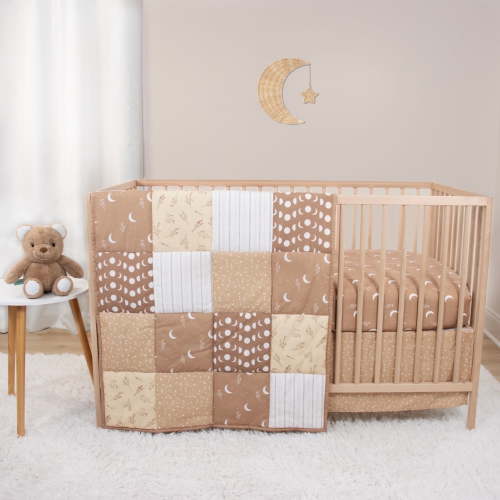 The Peanutshell Crib Bedding, Pink Elephant Baby Crib Bedding Set and Stuffie Plush Toy, 4-Piece Set