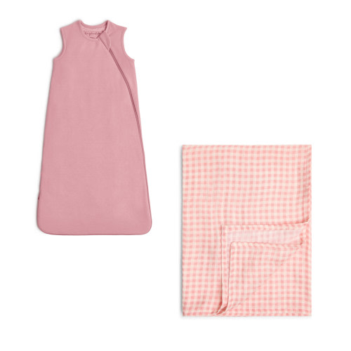 Tiny Kind Swaddle Blanket & Sleep Bag Set - Pink Gingham, Medium