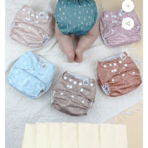 POCKET DIAPER 3.0 WITH INSERTS - 6 PACK(Simply Neutrals)