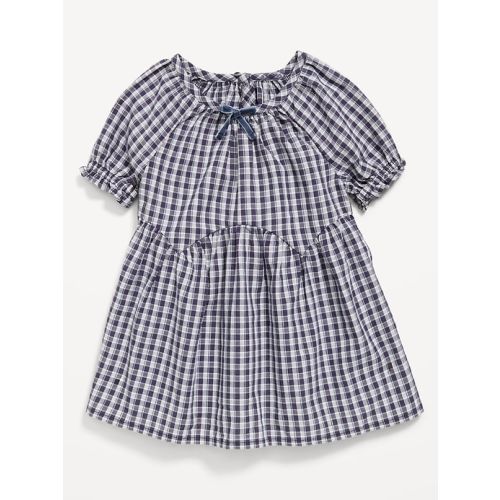 Short-Sleeve Plaid Swing Dress for Baby