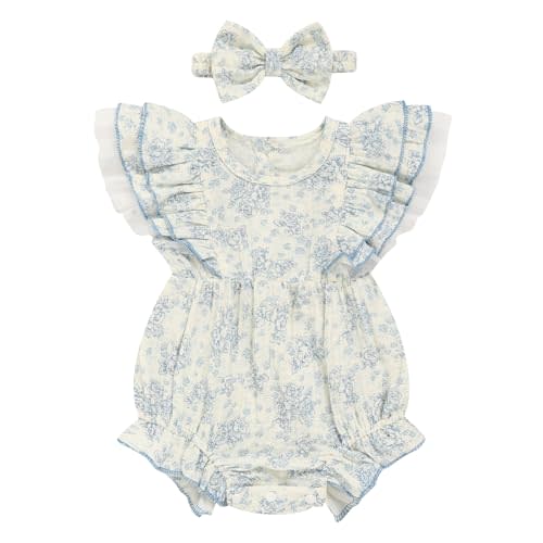 TITKKOP Ruffle Bubble Romper for Baby Girl | One-Piece Shorts Jumpsuit | Summer Outfit & Dress for Infants 0-18M