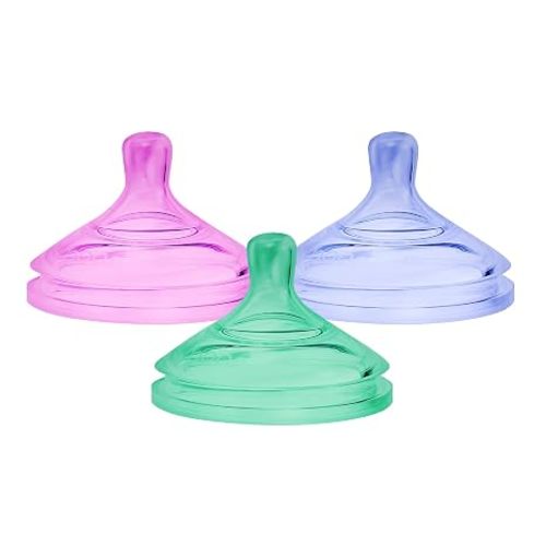 Boon Nursh Silicone Bottle Nipples - Fast Flow - 3 Count - Colorblock