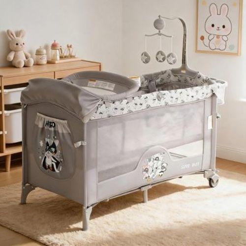 Portable Convertible Baby Playard with Changing Station and Toy Rack for Indoor and Travel Use