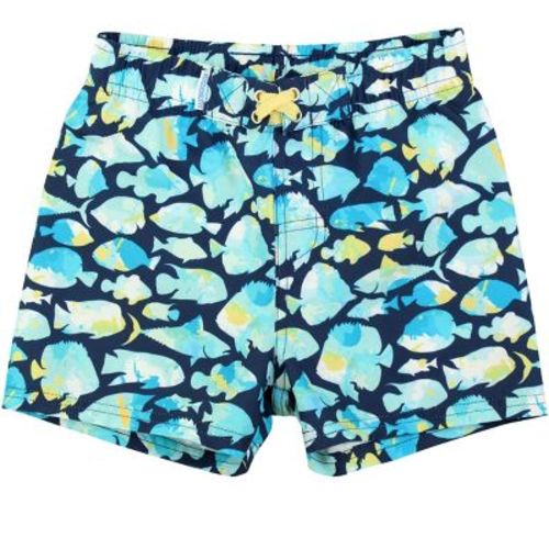 RuffleButts Infant Swim Trunks - Fish Friends, Size: 6-12m