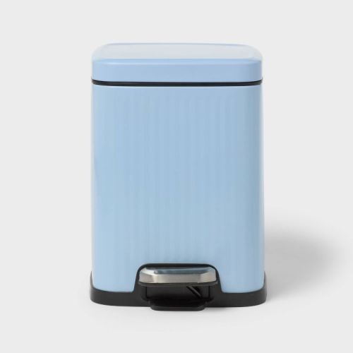 4L Ribbed Step Trash Can Stainless Steel Blue - Brightroom™