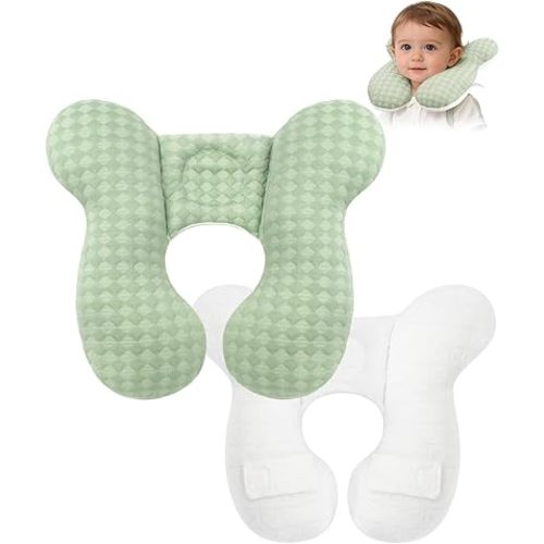 KAKIBLIN Baby Travel Pillow, Baby Neck Pillow for Car Seat, U-Shaped Head and Neck Support for Stroller Pushchair, Soft Cooling Breathable Infant Head Pillow for Newborn Toddler