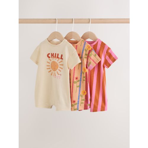 Red Sunbaked Patterened Jersey Baby Rompers 3 Pack