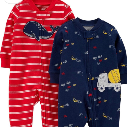 Simple Joys by Carter's baby-boys 2-way Zip Thermal Footed Sleep and Play, Pack of 2