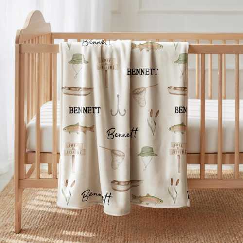 fishing kids baby blanket baby swaddle blanket with name hunting blanket for baby fish name blanket personalized baby gift fish nursery art