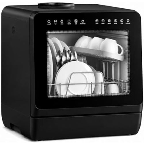 Countertop Dishwasher 5L Tank Water Softener No Hookup, Black