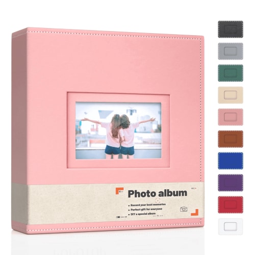 Premium Vegan Leather 4x6 Photo Album with Display Window Memory Book Family Wedding Gift