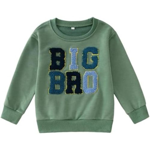 Big Brother Sweatshirt Toddler Boy Big Bro Chenille Patch Embroidered Pullover Announcement Long Sleeve Shirt Fall Tops