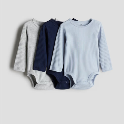 3-PACK RIBBED BODYSUITS
