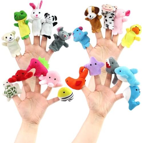 20PCS Cartoon Animal Finger Puppets, Soft Velvet Toy Dolls