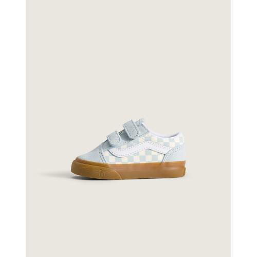 Toddler Old Skool V Shoe in Gum Checkerboard Dawn Mist Blue | Vans