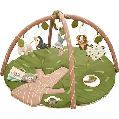 Baby Activity Gym & Play Mat – 8-in-1 Tummy Time Mat with Self-Discovery Mirror & Detachable Sensory Toys – Thick Non-Slip Washable Baby Play Gym for Infants Newborn 0 3 6 12 Months