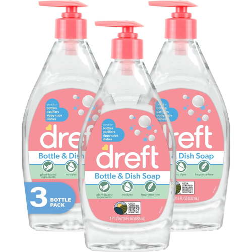 Bottle and Dish Soap | Made to Clean Baby Bottles, Sippy Cups, Pacifiers, Breast Pumps, & More | Gently Removes Milk Film & Odors | Plant Based, Fragrance Free Dish Soap | 18 Fl Oz (Pack of 3)