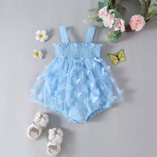 Utlike Girls Bodysuits Sleeveless Solid color Butterfly Tulle Ruffles Romper Jumpsuits Toddler Comfort Onesie Size 0 Months-3 Months
