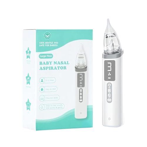 Nasal Aspirator for Baby,Baby Nose Sucker,Electric Nasal Aspirator for Baby,for Relieving Nasal Congestion,Nose Cleaner with 3 Silicone Tips,Adjustable Suction Level,Music and Light Soothing Function