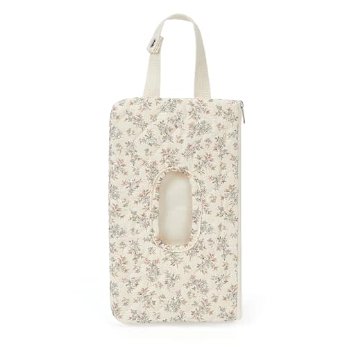 Quilted Baby Wipe Holder Floral Wipe Pouch Portable Hanging Wet Wipes Bag for Stroller, Travel