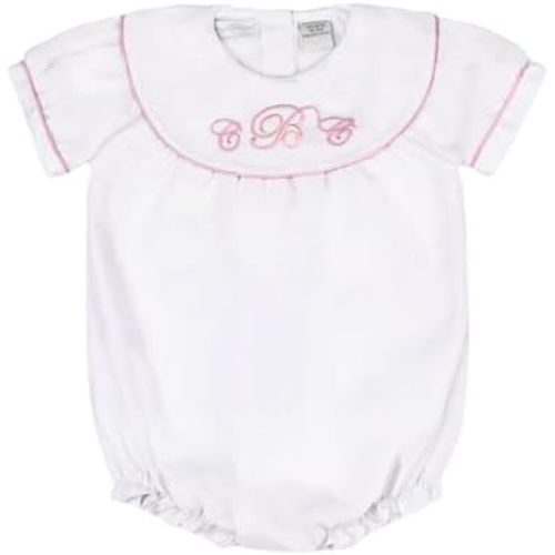 Carriage Boutique Personalized Classic Monogram Baby Girl Bubble Romper – Elegant Collar for Custom Embroidery