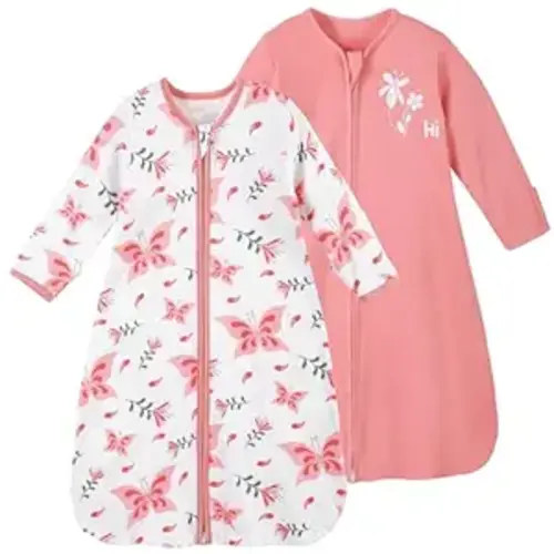 Yoofoss Baby Sleep Sack 0-6 Months Long Sleeve Wearable Blanket Baby 100% Organic Cotton 2-Way Zipper 0.5 Tog Newborn Sleeping Sack, Lightweight(Small)