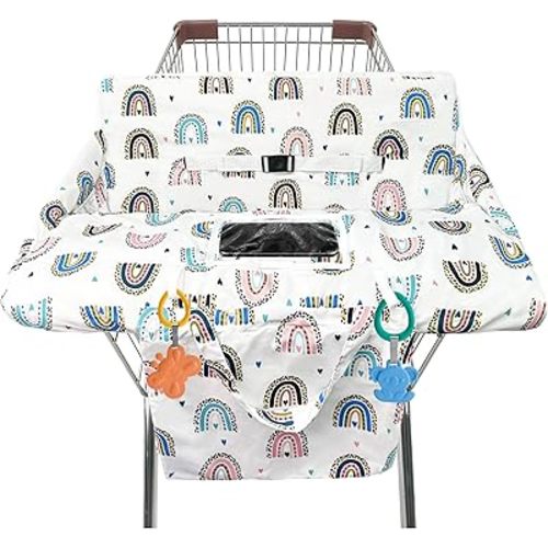 Shopping Cart Cover for Baby,2-in-1 High Chair Cover Soft,Portable, and Machine Washable,Comfortable Cotton Seat Pad with Safety Harness and Portable Cloth Bag,Fits All Supermarkets and Restaurants