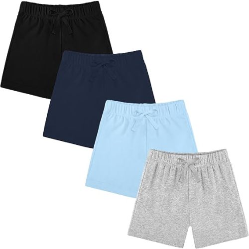 Resinta 4 Packs Unisex Baby Toddler Cotton Shorts Baby Pull-on Shorts with Drawstring Soft Summer Clothes for Daily Wear
