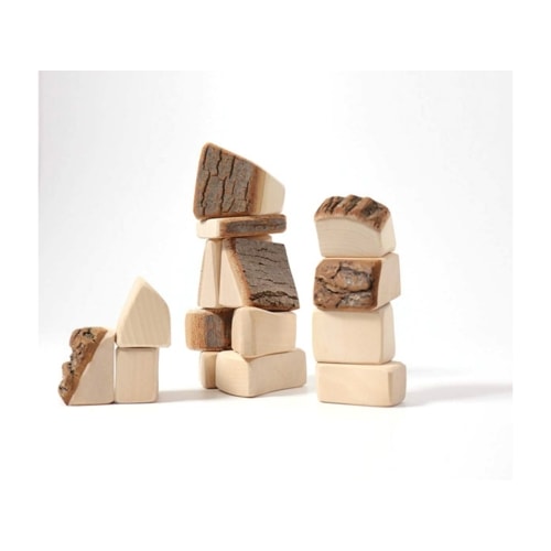 Natural Waldorf Blocks with Bark (Grimm's)