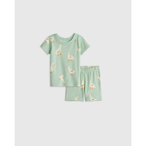 100% Organic Cotton Short Sleeve and Shorts Pajama Set in Sleepy Sharks