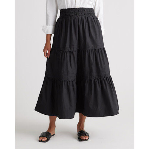 100% Organic Cotton Tiered Maxi Skirt in Tribeca Stripe