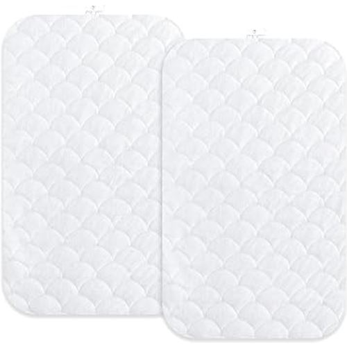 Joey + Joan Waterproof Bassinet Mattress Pad Cover Compatible with Baby Delight Beside Me Dreamer Bassinet – 2 Pack Quilted Mattress Protector Made from Ultra Soft Bamboo Viscose Terry – 21" x 33"