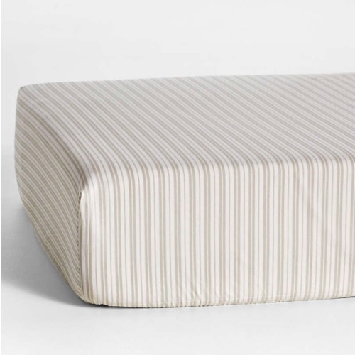 Frenchie Natural Taupe 100% Organic Cotton Baby Crib Fitted Sheet by Leanne Ford