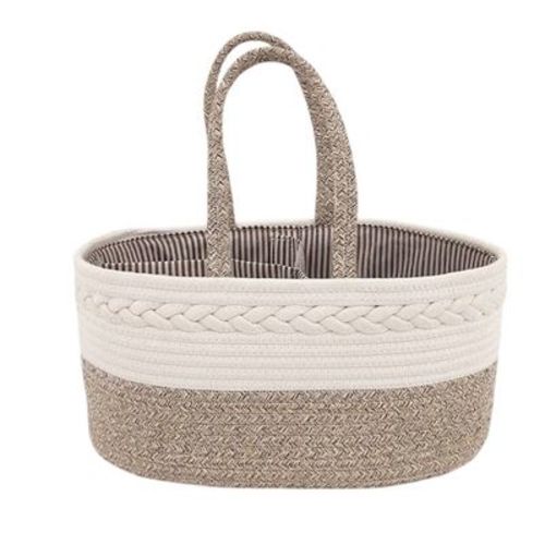 Alilang Woven Rope Storage Basket Organizer Bin Soft Cotton Basket for Nursery Shelves Closet Organization, Brown