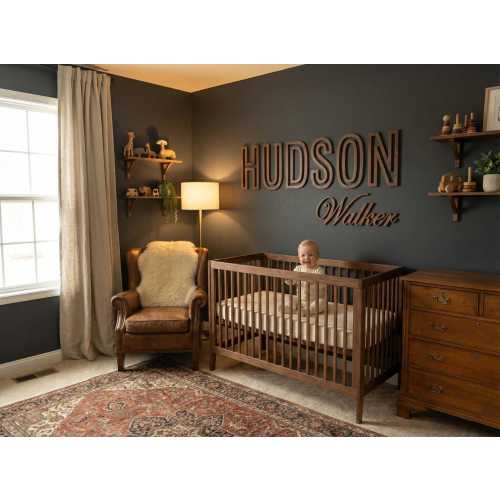 Custom Wooden Baby Name Sign for Nursery, Personalized Wood Cut-Out Name, Wall Decor Above Crib