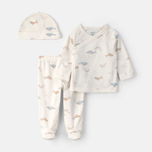 Baby 3-Piece Whale Long-Sleeve Top & Pant Set - Cream | Carter’s Oshkosh Canada