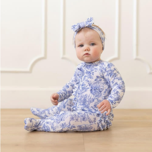 Posh Peanut Footie Pajamas for Baby Girls – Sleepers in Viscose from Bamboo with 2-Way Zipper & Ruffle Trim