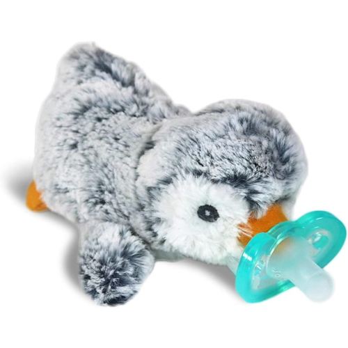 RaZbaby RaZbuddy JollyPop Pacifier Holder w/ Removable Baby Pacifier - 0m+ - BPA Free - Penguin