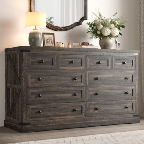 Gracie Oaks Farmhouse 10 Drawers Double Dresser & Reviews | Wayfair