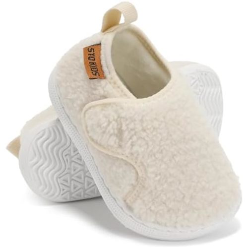 Baby Slippers Boys Girls Indoor Outdoor Non Slip Slippers Comfort Lightweight Shoes with Warm Wool Interior for 6 12 18 24 Months