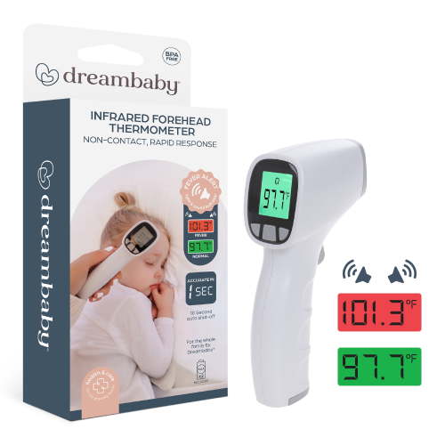 Dreambaby® Non-Contact Rapid Response Infrared Digital Forehead Thermometer - 20 Readings Memory Recall, 10 sec Shut-Off - for Infants, Children, and Adults - White