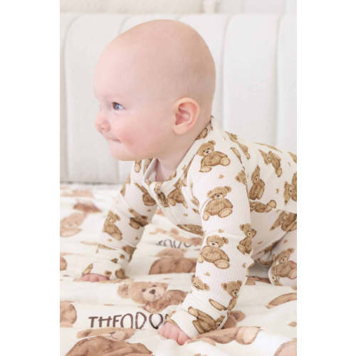 Beary Sweet Bamboo Waffle Convertible Zip Romper | Caden Lane