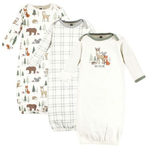 Hudson Baby Cotton Gowns, Forest Animals, 0-6 Months